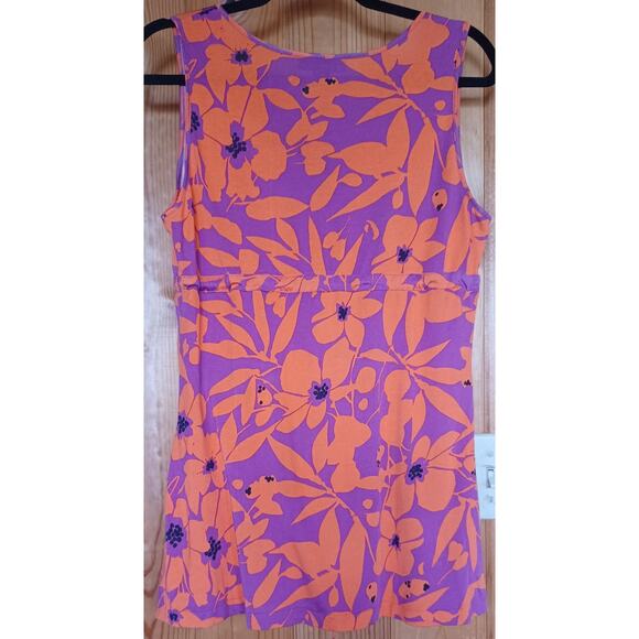 VTG Express Baby Doll Top Women's Large Silk Cotton Blend Orange and Purple Y2K - Picture 3 of 7